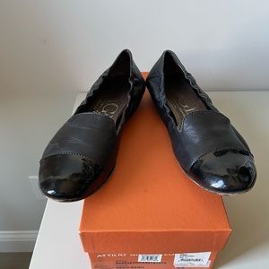 AGL Cap Toe Mixed Leather Patent Flats 37